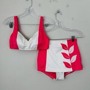 Deweese Red And White Bikini Set Women’s Size 12